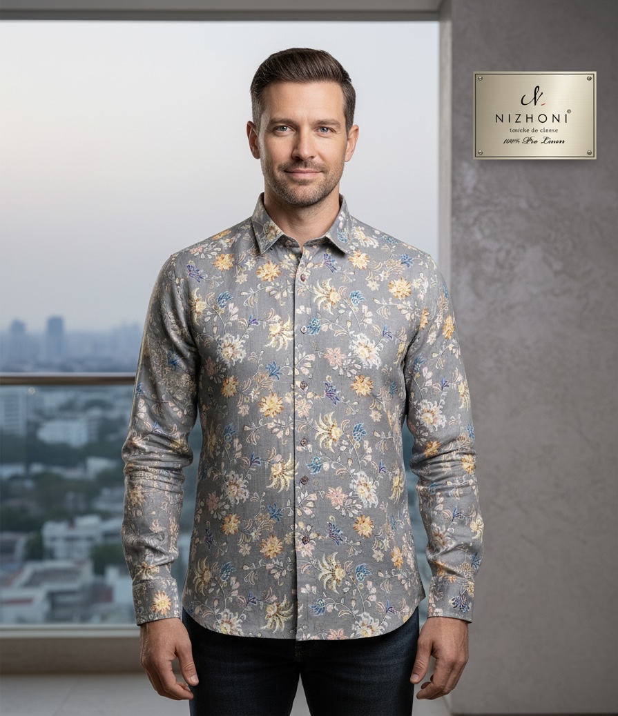 <p>GREY PRINTED SHIRT 341</p>